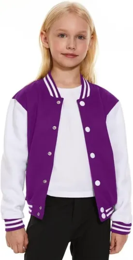 Jeecoin Kids Baseball Jackets Boys Girls Varsity Bomber Jacket Casual Lightweight Sports School Jacket