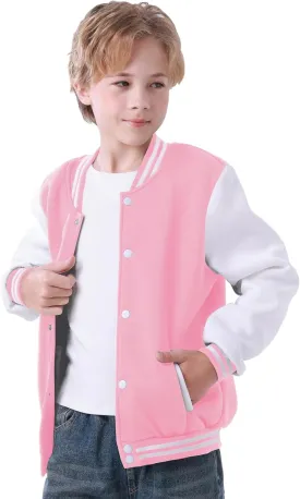 Kids Baseball Jacket Varsity Style Casual Fit Sport Boys Girls Team Uniforms Cardigan Sweatshirt