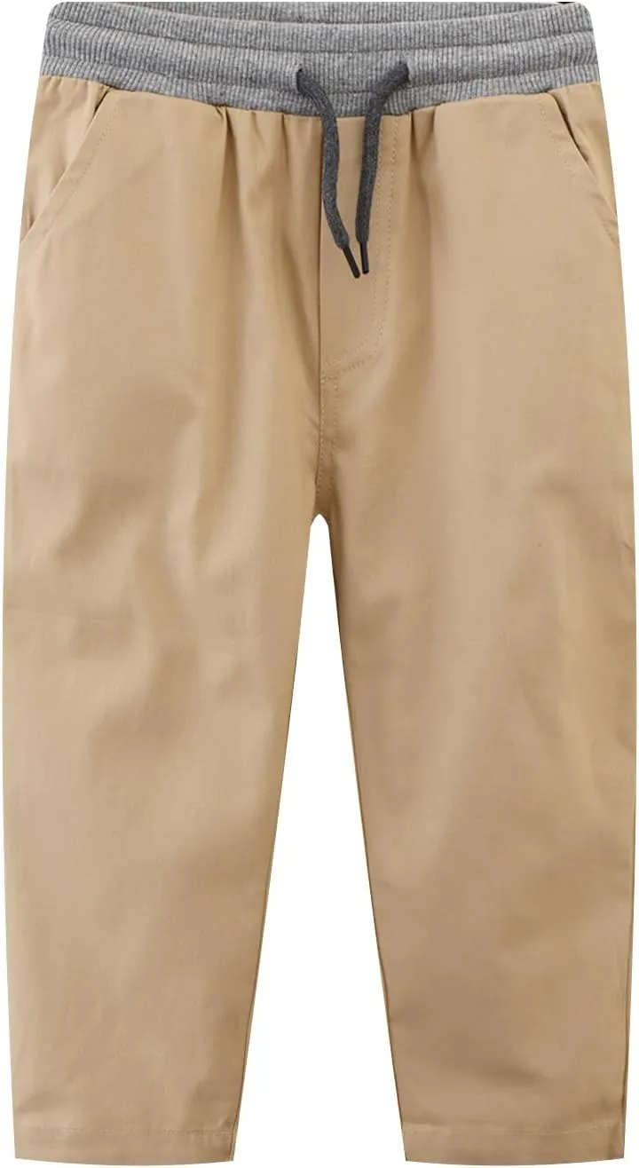 Kids Boy Chino Pants School Uniform Elastic Stretch Khaki Blue Cargo Joggers