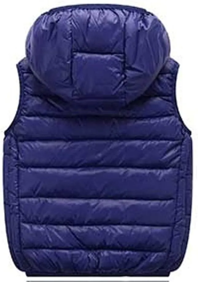 LANBAOSI Boys Girls Winter Hooded Puffer Vest Kids Lightweight Sleeveless Jacket