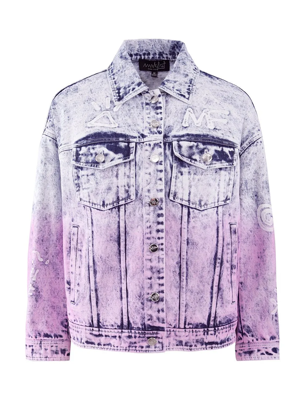 MARK FAST Women MF Passion Flamingo Contrast Color Washed Denim Jacket