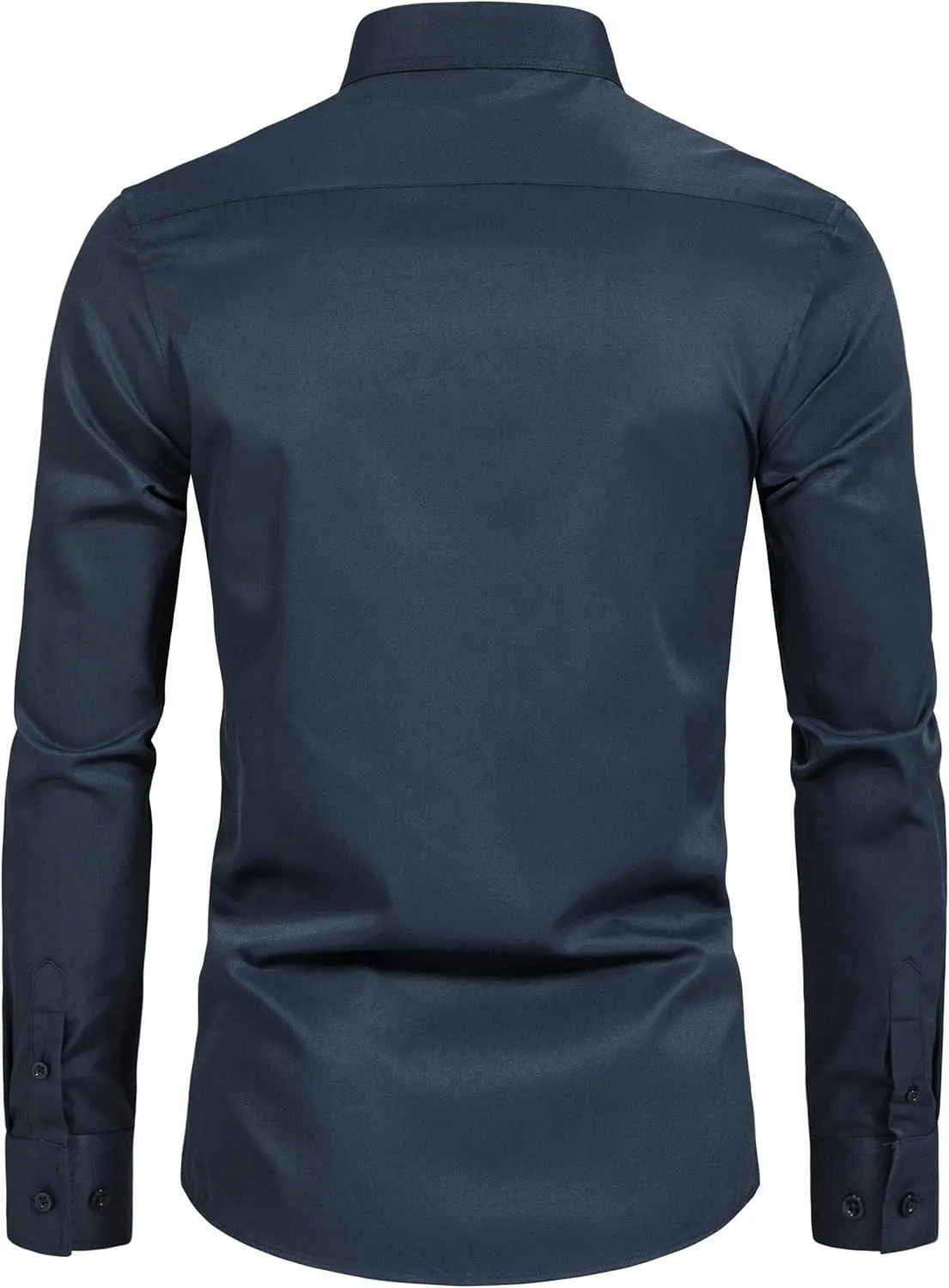 Mens Banded Collar(Mandarin Collar) Long Sleeve Casual Solid Fancy Dress Shirts