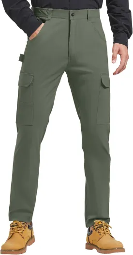 Men's Carpenter Cargo Pants Stretch Slim Fit Hiking Pants Waterproof Workout Outdoor Trousers with Pockets