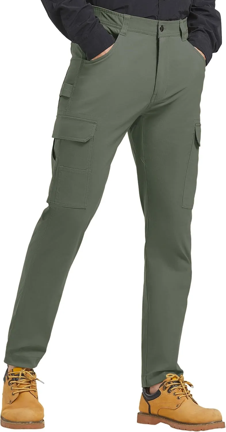 Men's Carpenter Cargo Pants Stretch Slim Fit Hiking Pants Waterproof Workout Outdoor Trousers with Pockets
