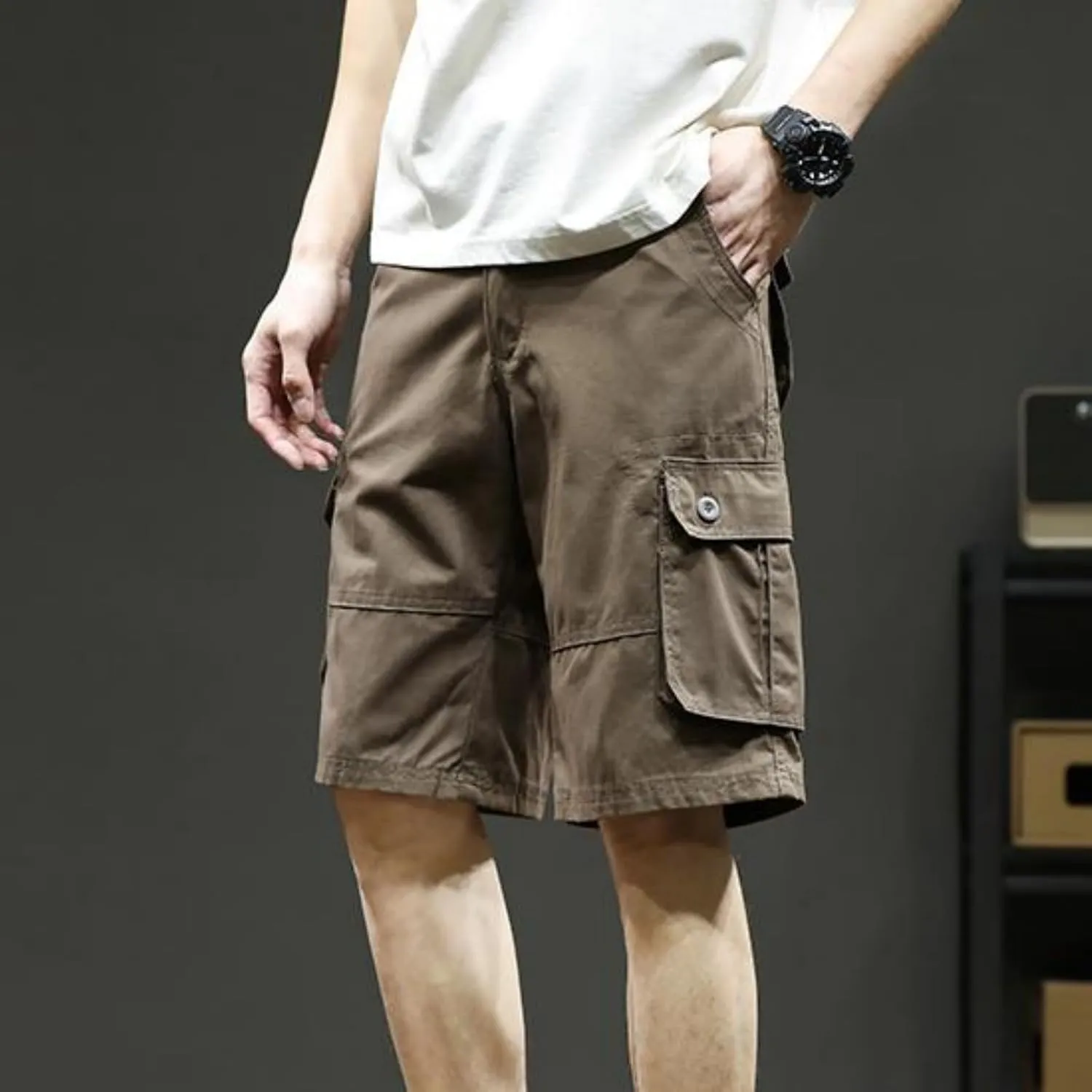 Men's Hiking Cargo Shorts Lightweight Casual Stretch Shorts Fashion Baggy Pocket Summer Sports Beach Half Pants