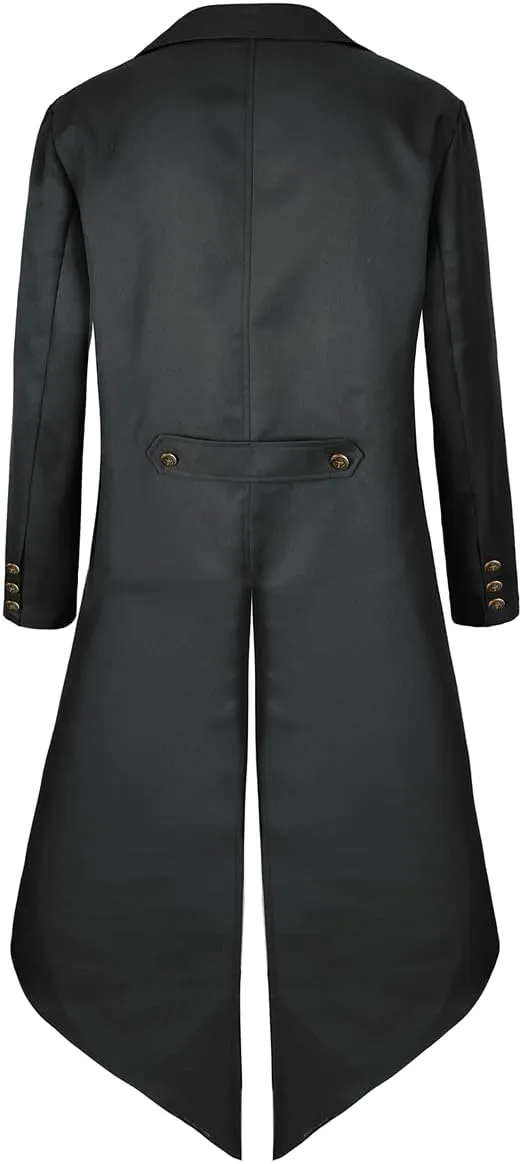 Mens Pirate Coat Steampunk Jacket Tailcoat Renaissance Jacket Halloween Hatter Costume