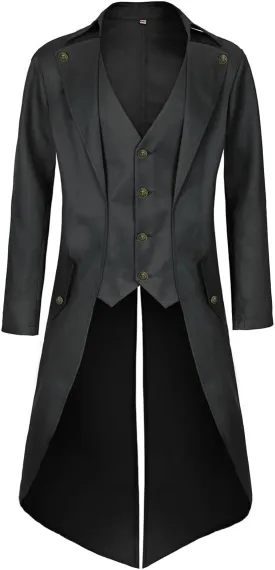 Mens Pirate Coat Steampunk Jacket Tailcoat Renaissance Jacket Halloween Hatter Costume