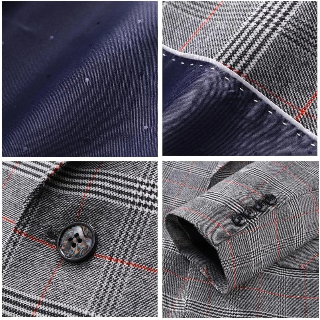 Mens Plaid Blazer Sports Coat Casual Slim Fit Checkered Blazer for Men Wedding
