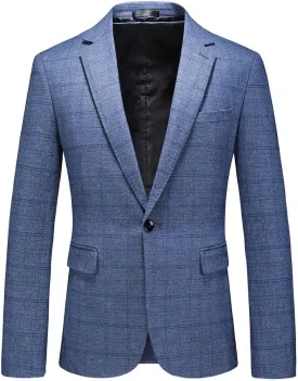 Mens Plaid Blazer Sports Coat Casual Slim Fit Checkered Blazer for Men Wedding
