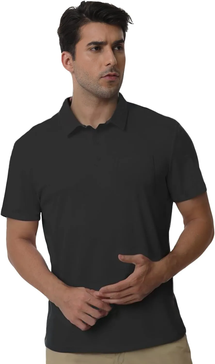 Men's Polyester Pique Polo Shirts Summer Casual Printed Short Sleeve Golf Polo Shirts