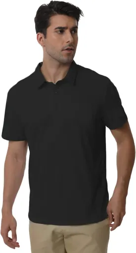 Men's Polyester Pique Polo Shirts Summer Casual Printed Short Sleeve Golf Polo Shirts