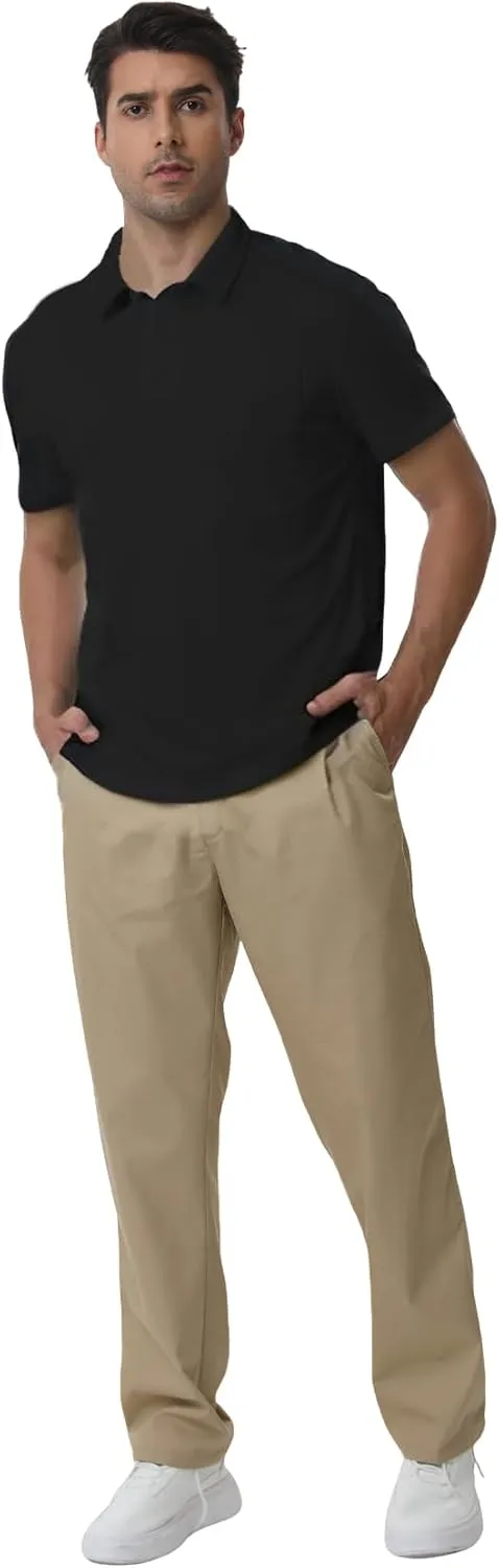 Men's Polyester Pique Polo Shirts Summer Casual Printed Short Sleeve Golf Polo Shirts