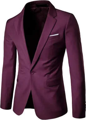 Men's Slim Classic Suit Jacket One Button Casual Sports Jackets Coat Lightweight Comfy Business Daily Blazer
