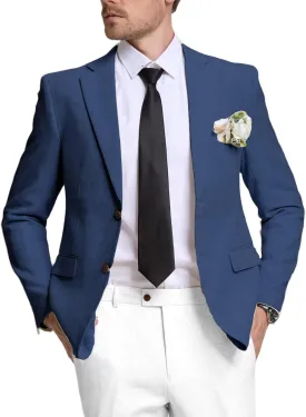 Men's Suits Linen Blazer Casual Jacket Sports Coats Regular Fit Two Buttons Summer Business Suit Jackets Wedding Prom