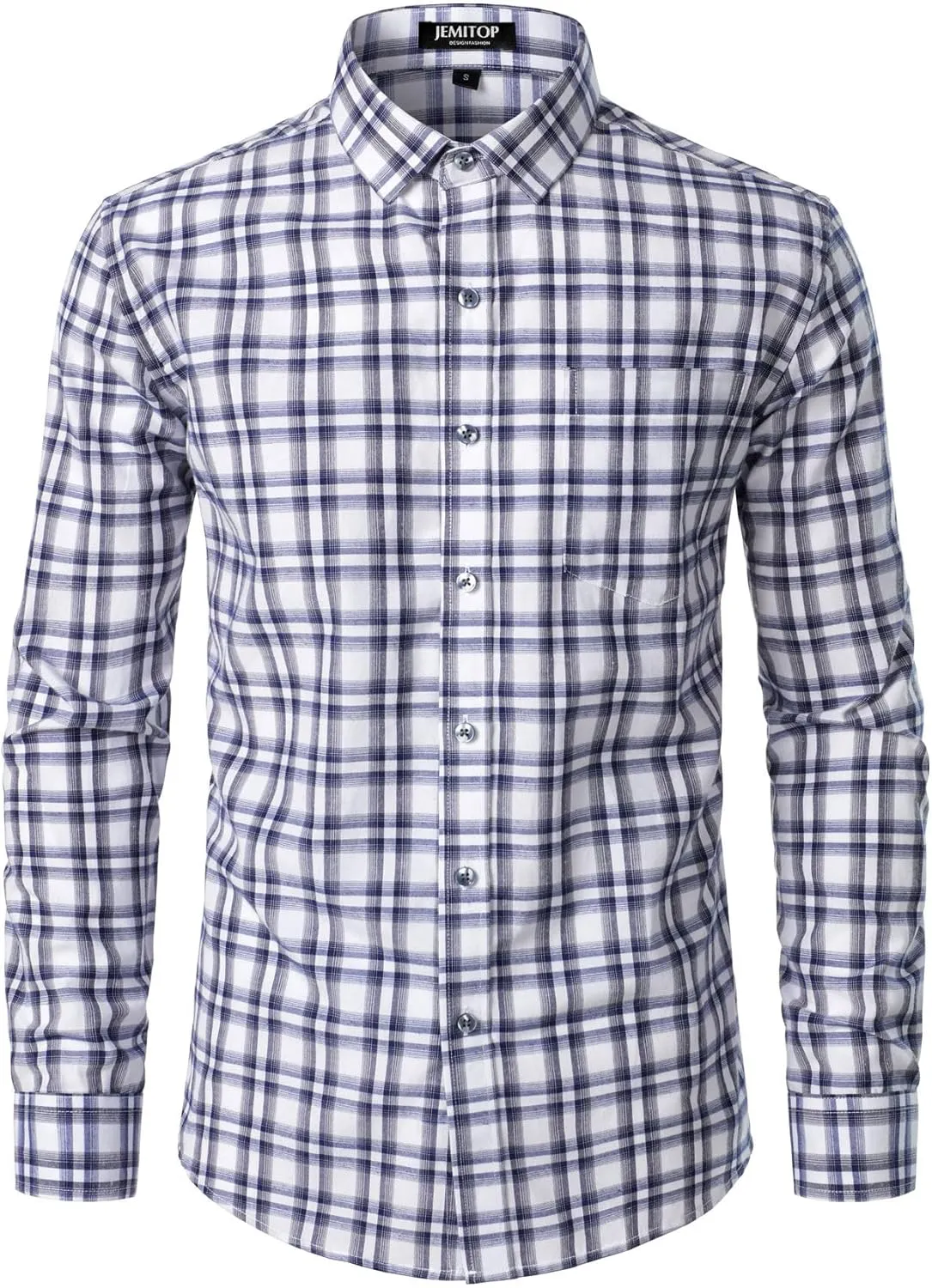 Men's Transitional Weather Slim Fit Long Sleeve Button Down Shirt Business Casual Dress Shirts with Pocket