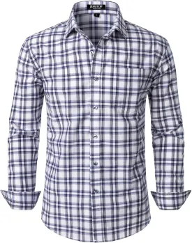 Men's Transitional Weather Slim Fit Long Sleeve Button Down Shirt Business Casual Dress Shirts with Pocket