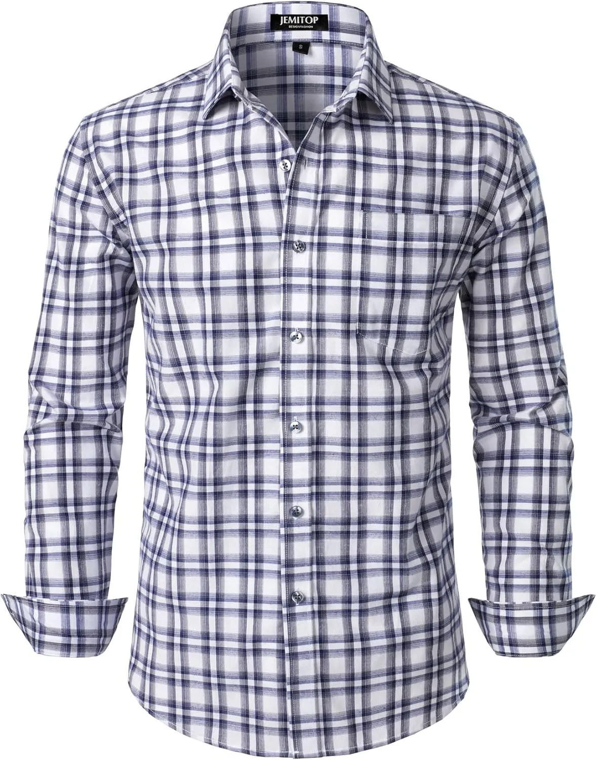 Men's Transitional Weather Slim Fit Long Sleeve Button Down Shirt Business Casual Dress Shirts with Pocket