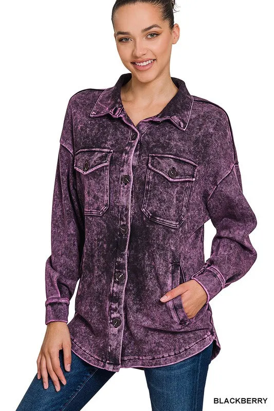 Mineral Washed Shacket by Zenana