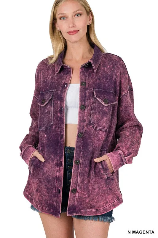 Mineral Washed Shacket by Zenana
