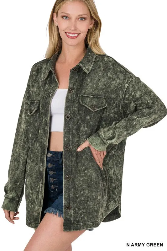 Mineral Washed Shacket by Zenana