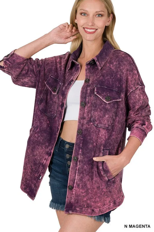 Mineral Washed Shacket by Zenana
