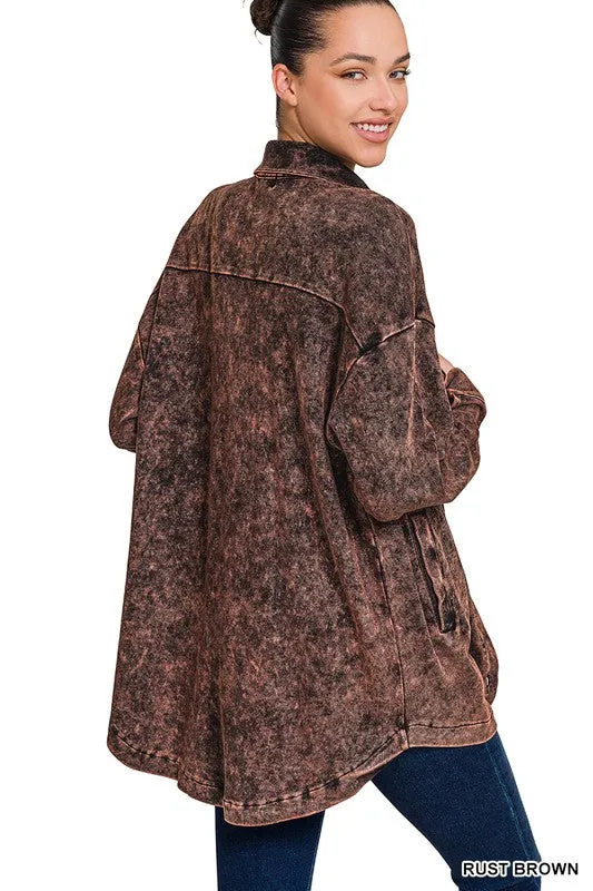 Mineral Washed Shacket by Zenana