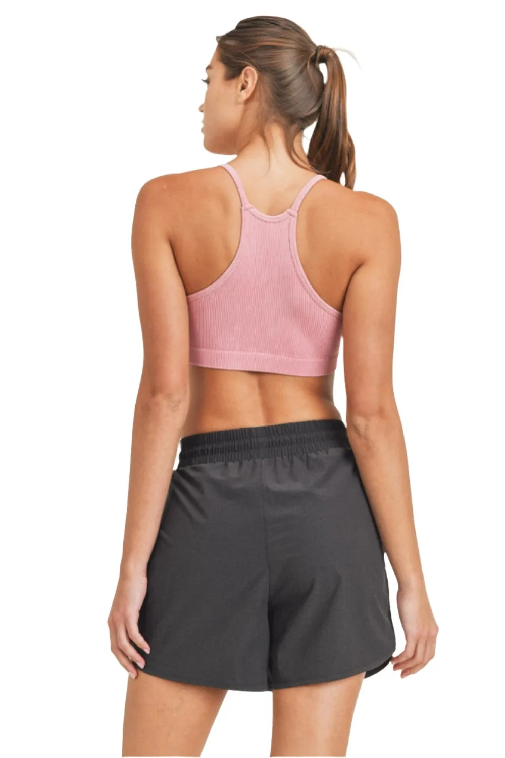 Mono B Rib Seamless Mineral-Washed Sports Bra AT3016
