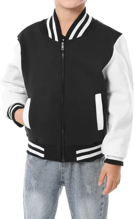 Mowbeat Boys Zipper Baseball Jackets Kids Varsity Jacket Top for Girl Outerwear Sports Track Coat