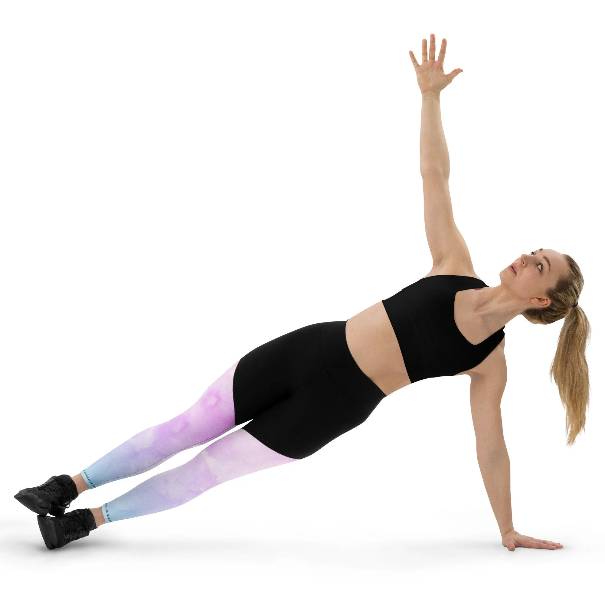 Ombre Pink and Blue Womens Compression Sports Leggings
