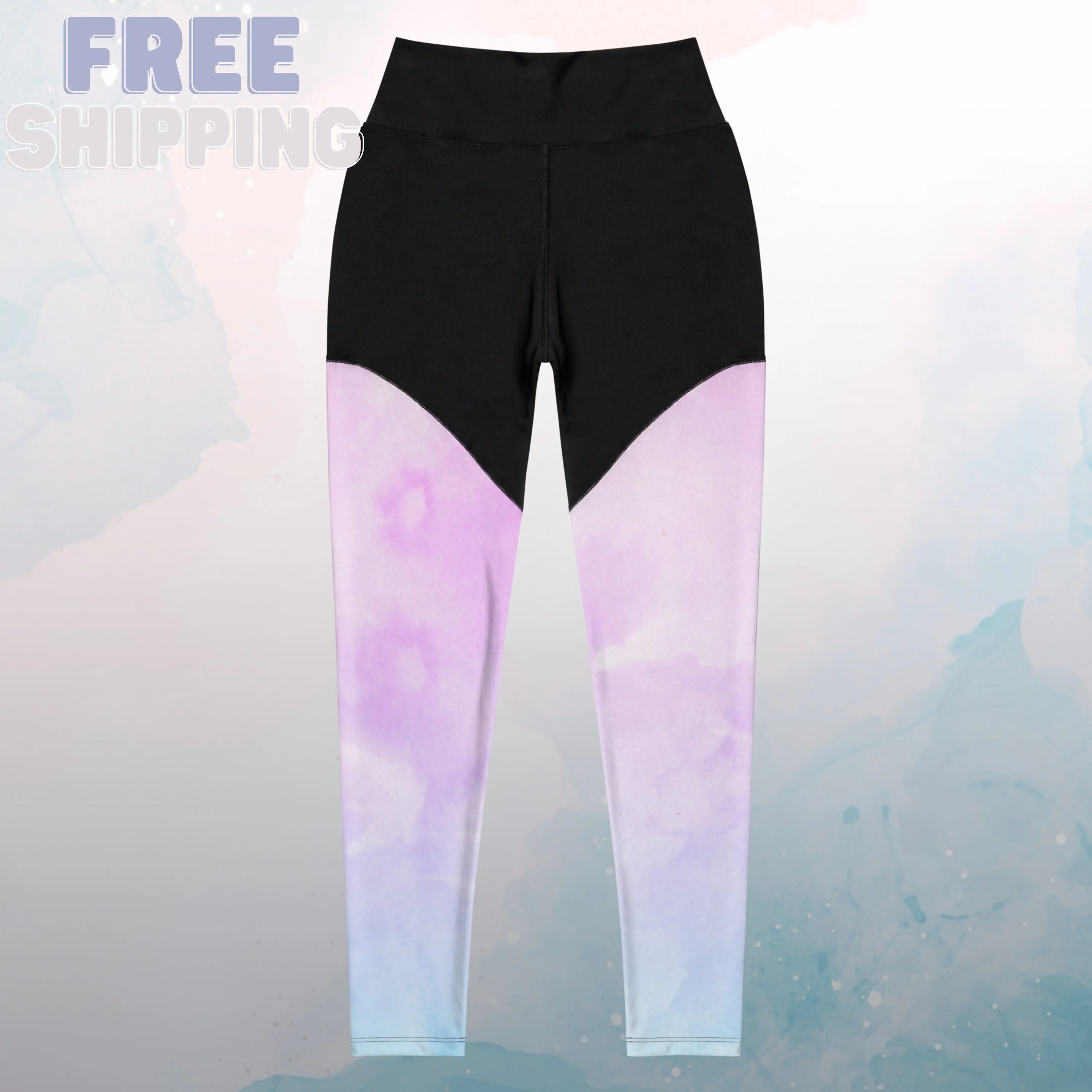 Ombre Pink and Blue Womens Compression Sports Leggings
