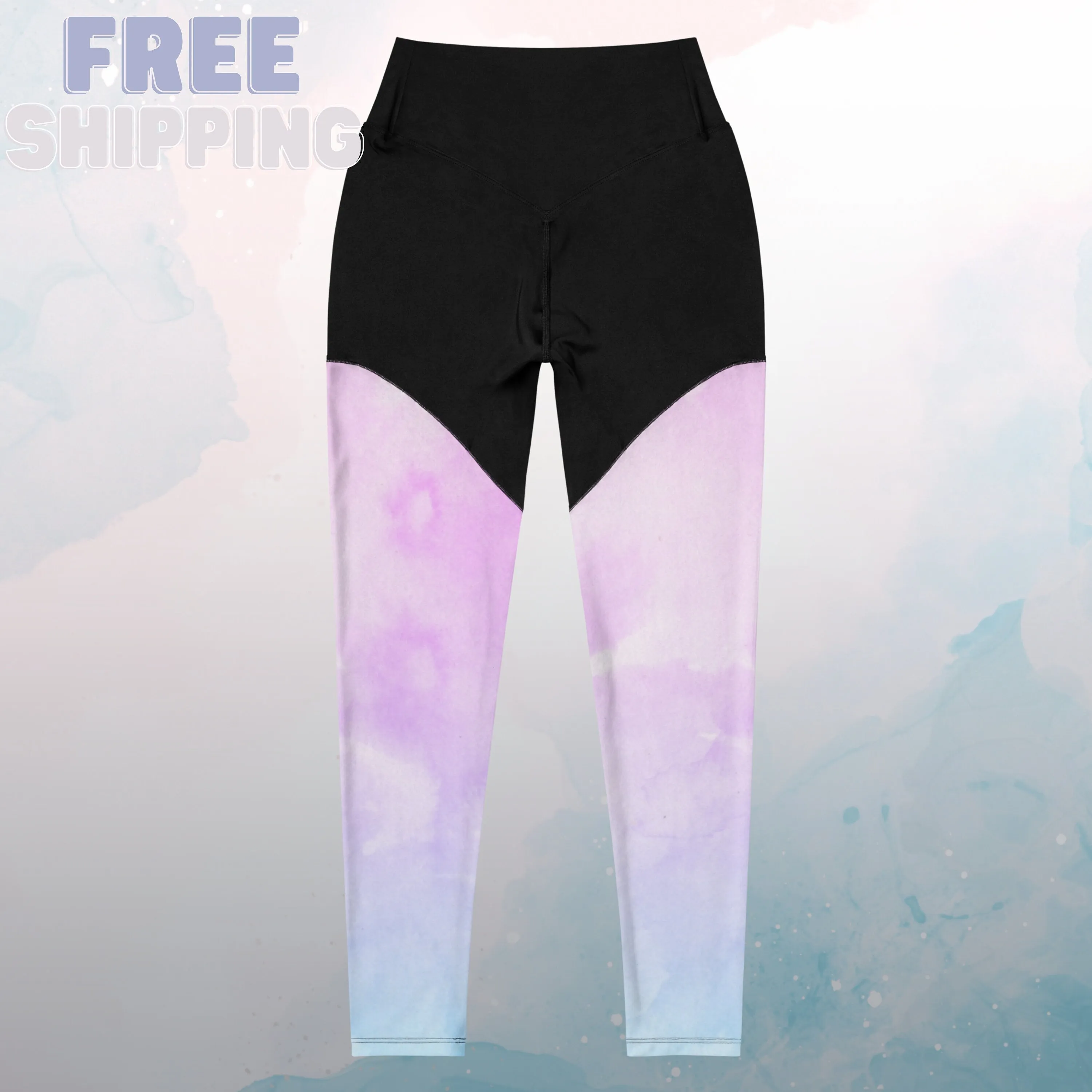 Ombre Pink and Blue Womens Compression Sports Leggings