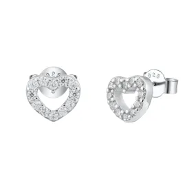 Open Heart Crystal Pave Stud Earrings