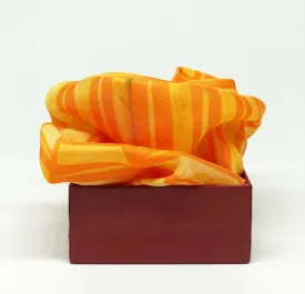 Orange Colour Story Geometric Printed Pure Silk Pocket Square.