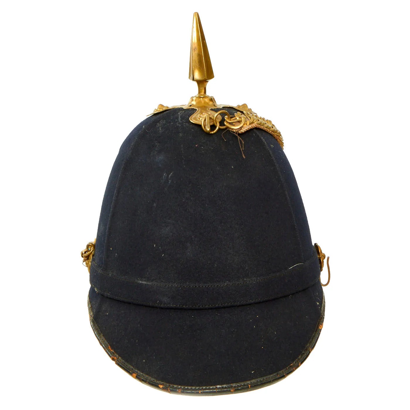 Original British Pre-WWI British Army Royal Berkshire Regiment Officer Blue Cloth Dress Spike Helmet - Marked Property of The Aldershot Tattoo
