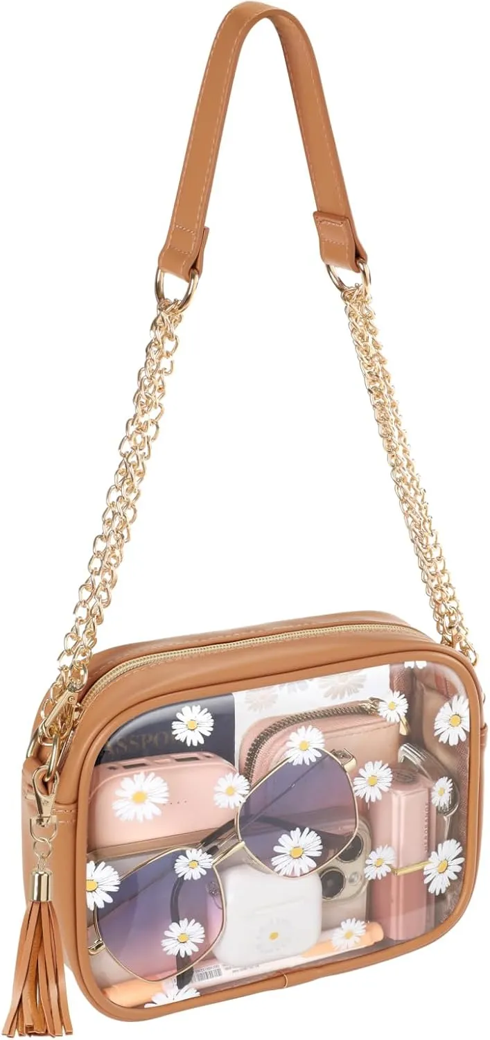PACKISM Clear Bag for Stadium Events - Clear Purses for Women Stadium Crossbody Concert Bag for Game Day, Sports, Festival
