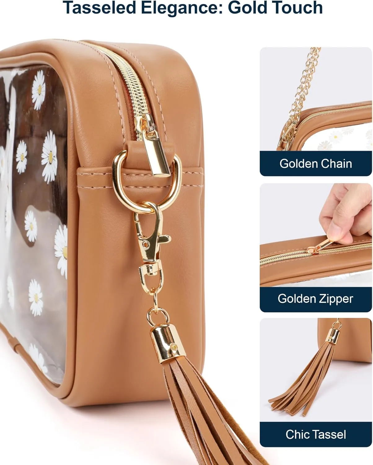 PACKISM Clear Bag for Stadium Events - Clear Purses for Women Stadium Crossbody Concert Bag for Game Day, Sports, Festival