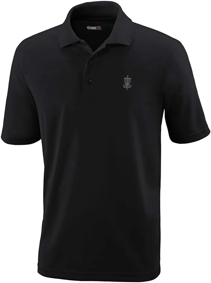 Performance Golf Tees Disc Golf Basket Embroidery Polyester Short Sleeves Polo Shirts for Men Black 2X Large