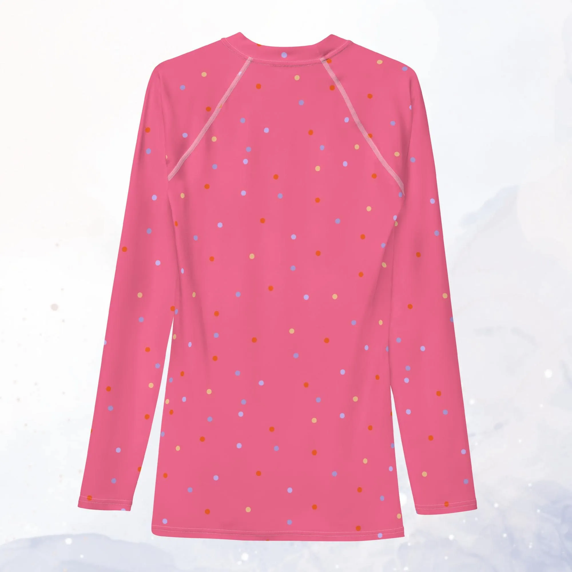 Pink Polka Dot Men's Long Sleeve Rash Guard