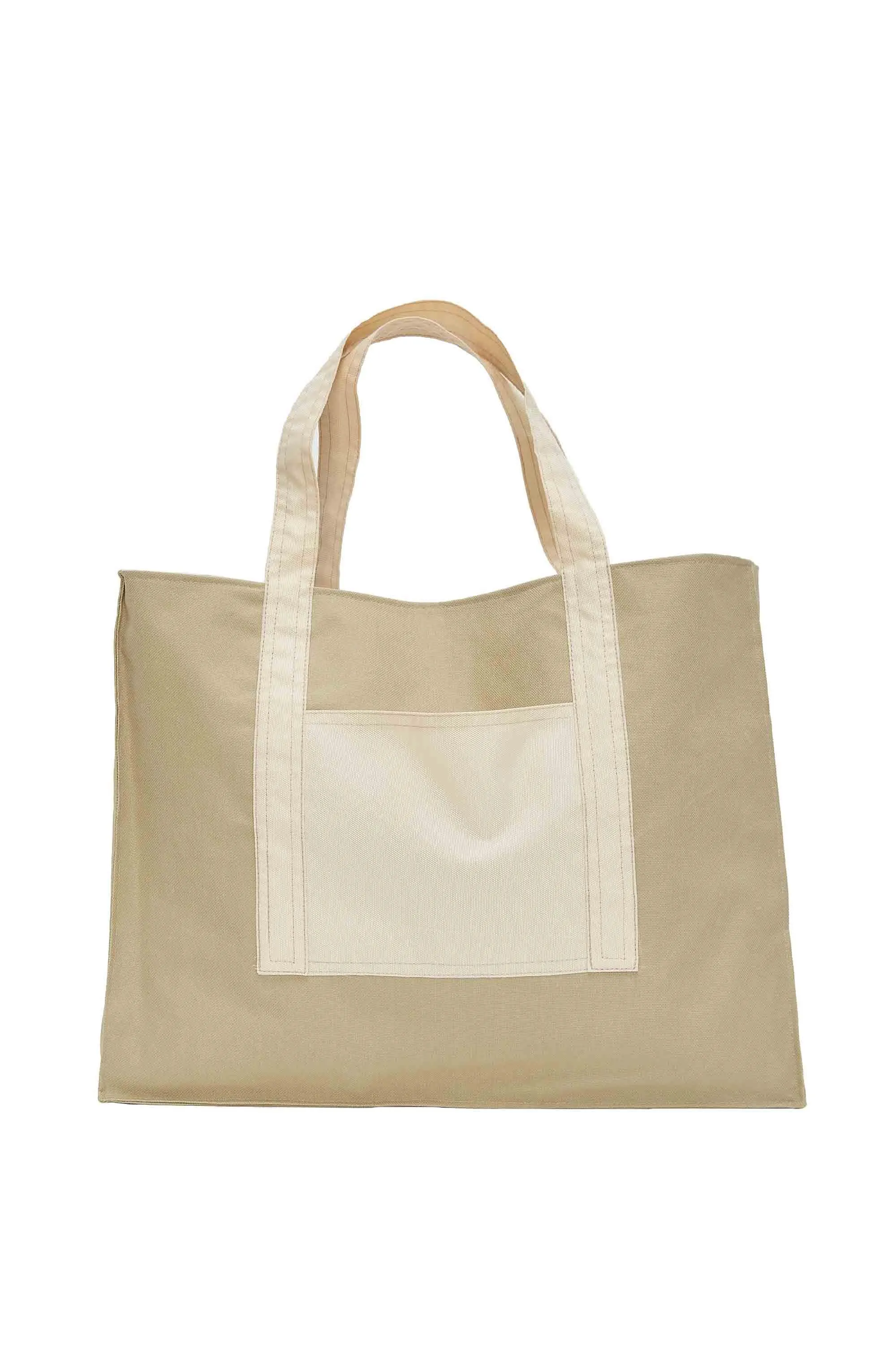 Polyamide Canvas Hand Shoulder Daily Tote Bag with Front Pocket Shopping Bag,C-11