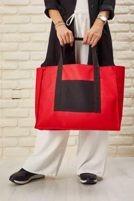 Polyamide Canvas Hand Shoulder Daily Tote Bag with Front Pocket Shopping Bag,C-11
