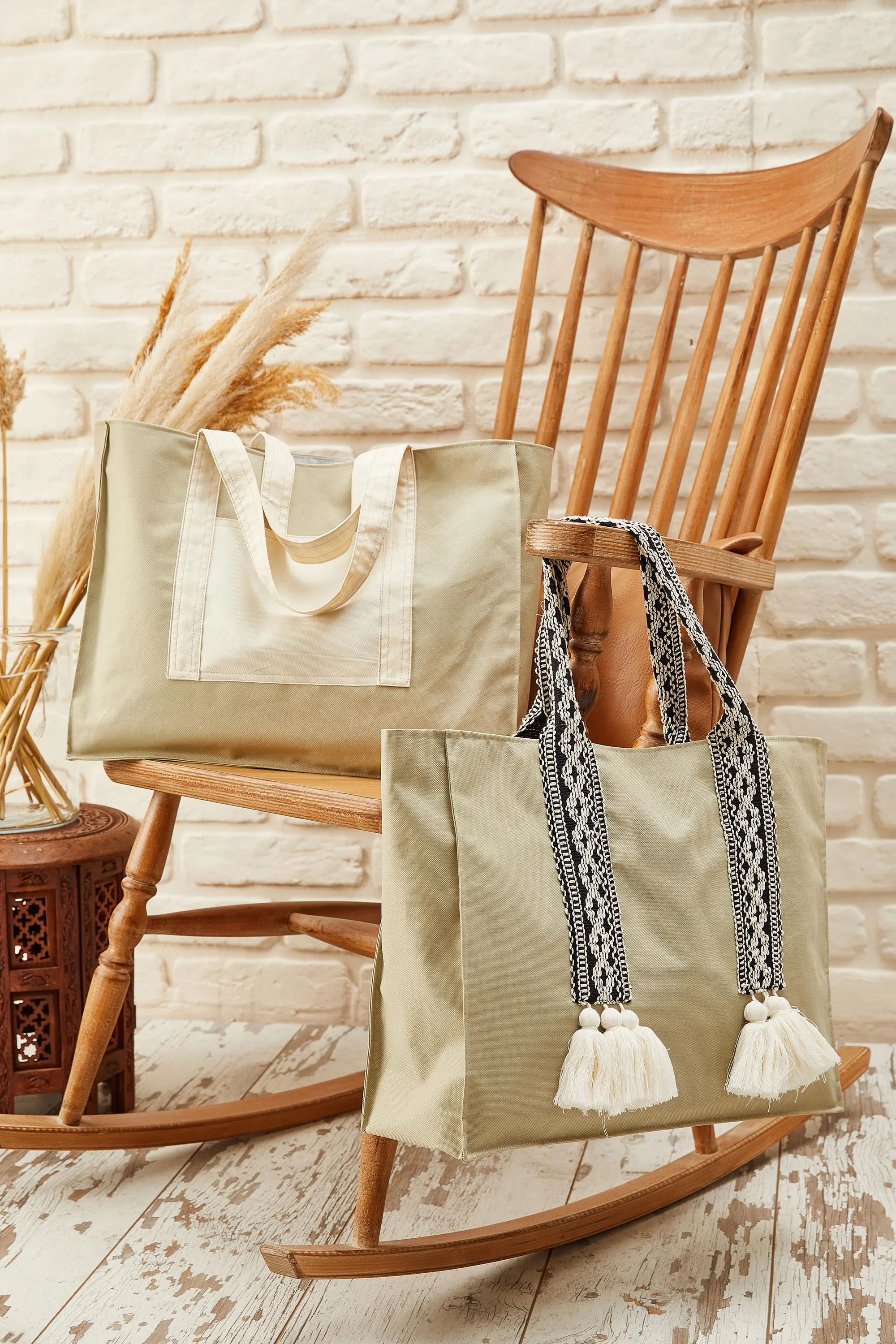 Polyamide Canvas Hand Shoulder Daily Tote Bag with Front Pocket Shopping Bag,C-11