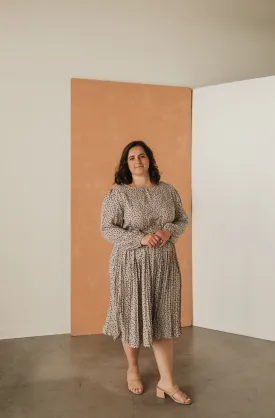 Polyana Pleaded Midi Dress in PLUS