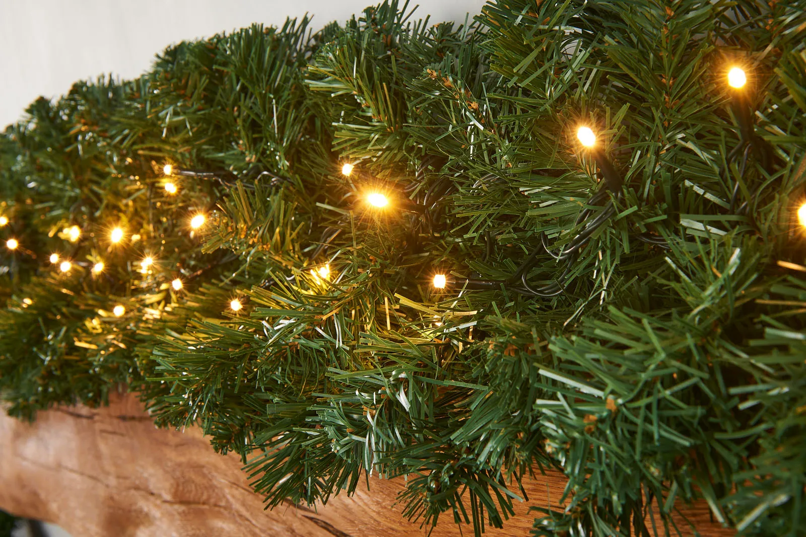 Pre-Lit Extra Thick Multi-Functional Pine Garland, 9 ft