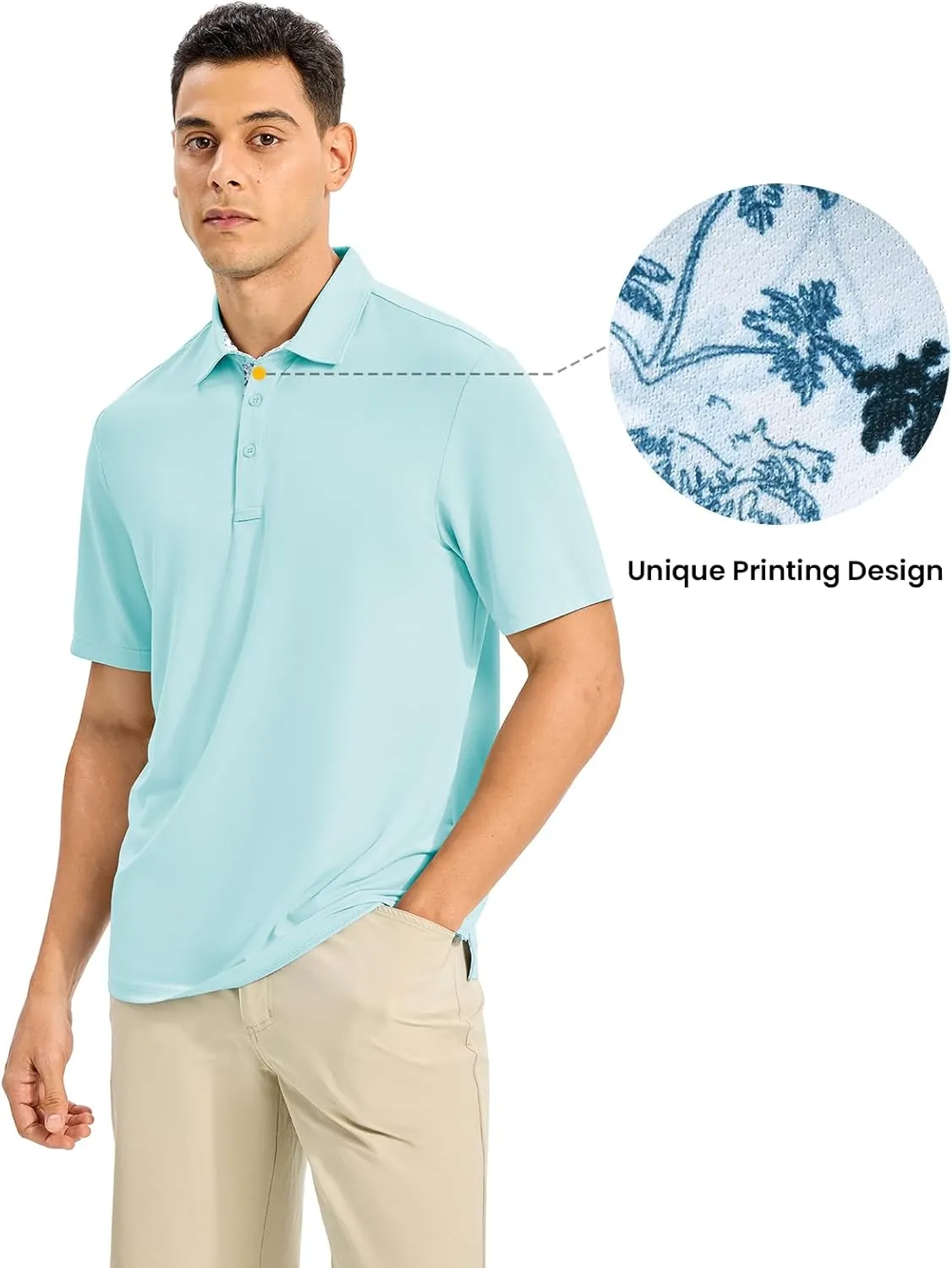 Rdruko Mens Polo Shirts Short Sleeve Dry Fit Moisture Wicking Sports Golf Tennis T-Shirt