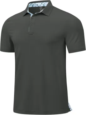 Rdruko Mens Polo Shirts Short Sleeve Dry Fit Moisture Wicking Sports Golf Tennis T-Shirt