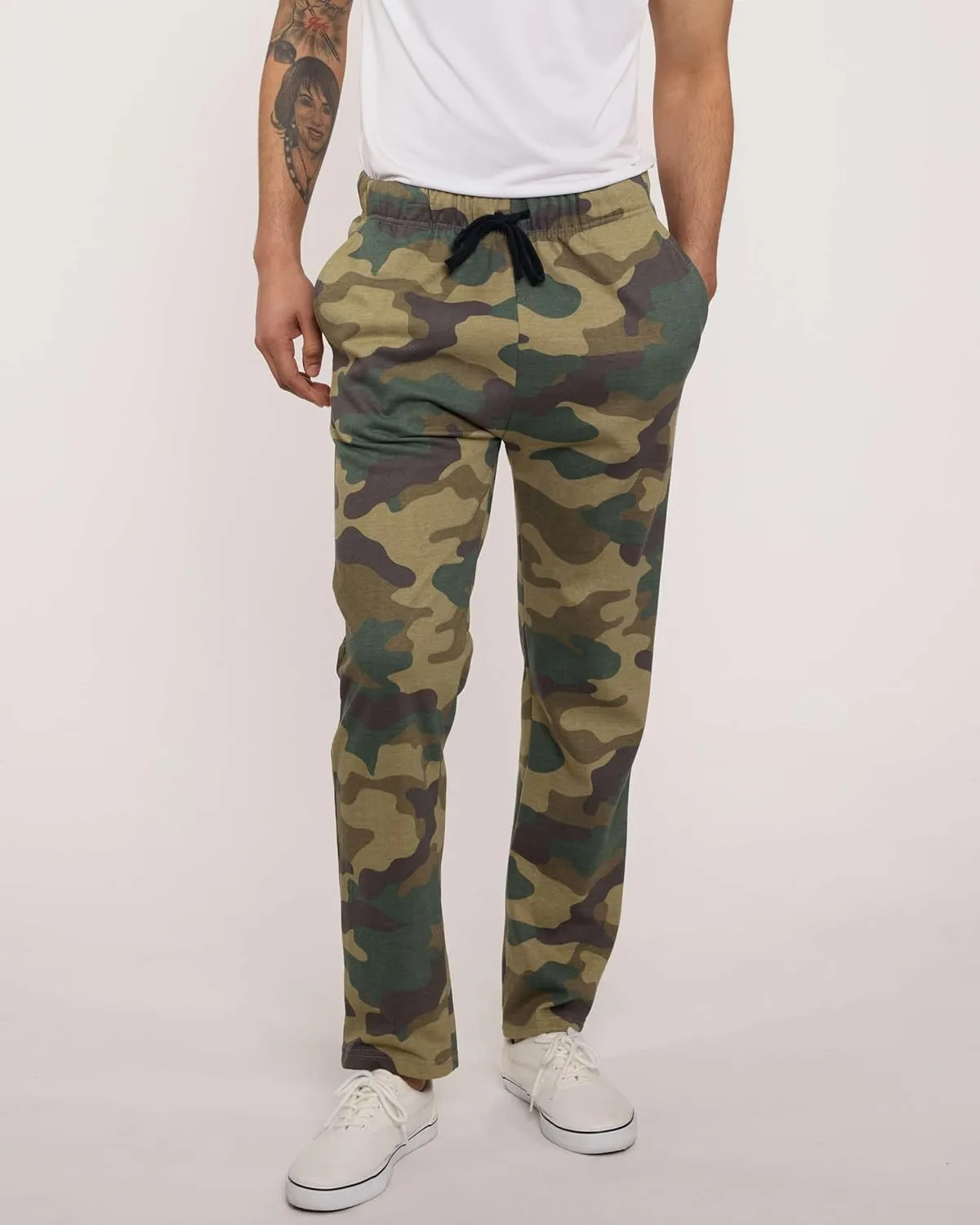 Real Essentials 3 Pack: Men's Tech Fleece Athletic Casual Open Bottom Sweatpants with Pockets (Available in Big & Tall)