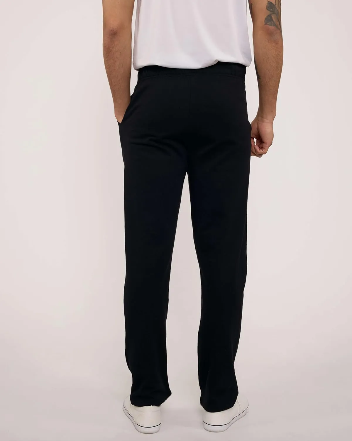 Real Essentials 3 Pack: Men's Tech Fleece Athletic Casual Open Bottom Sweatpants with Pockets (Available in Big & Tall)
