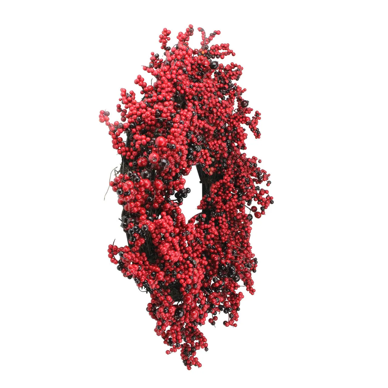Red and Burgundy Berry Artificial Christmas Wreath, 22-Inch Unlit