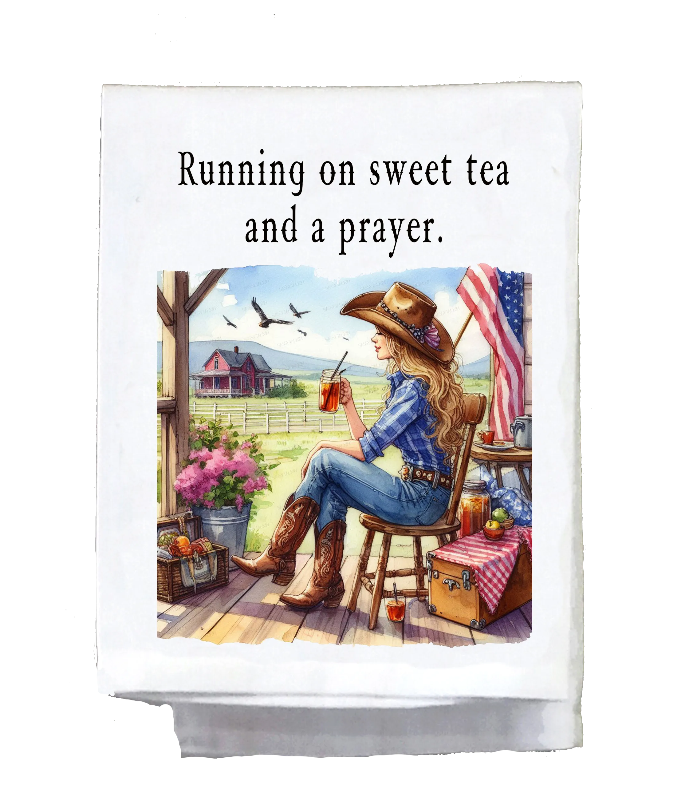 Sassy Country Girl, Dish Towel, Running on sweet tea