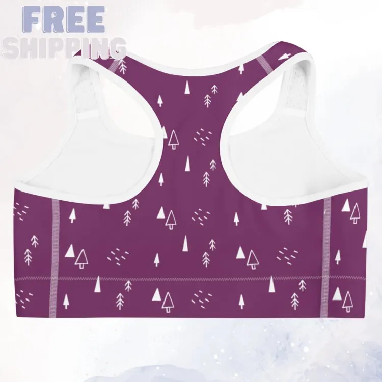 Scandinavian Forest Purple Sports Bra